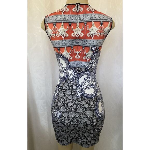 Clover Canyon Henna Print Dress Bodycon Neoprene Scuba Sheath Shiva Hind… - Picture 9 of 13